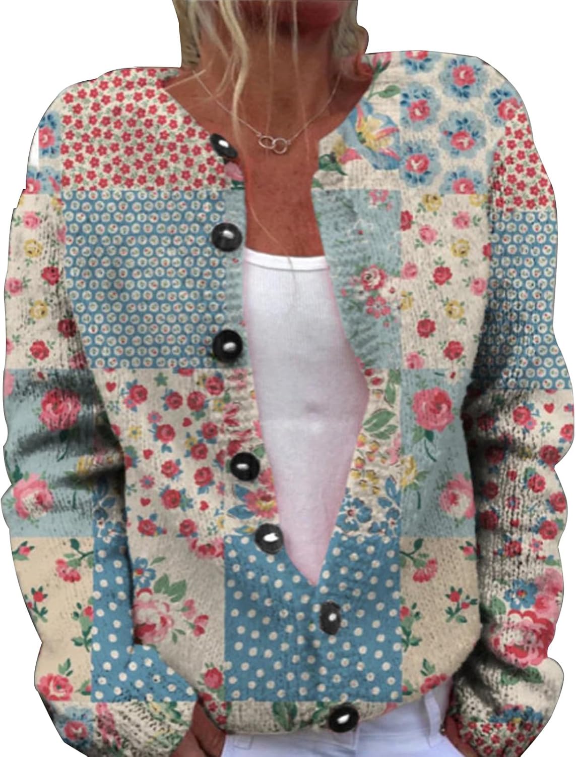 Florinda™ | Floral Patchwork Print Cardigan
