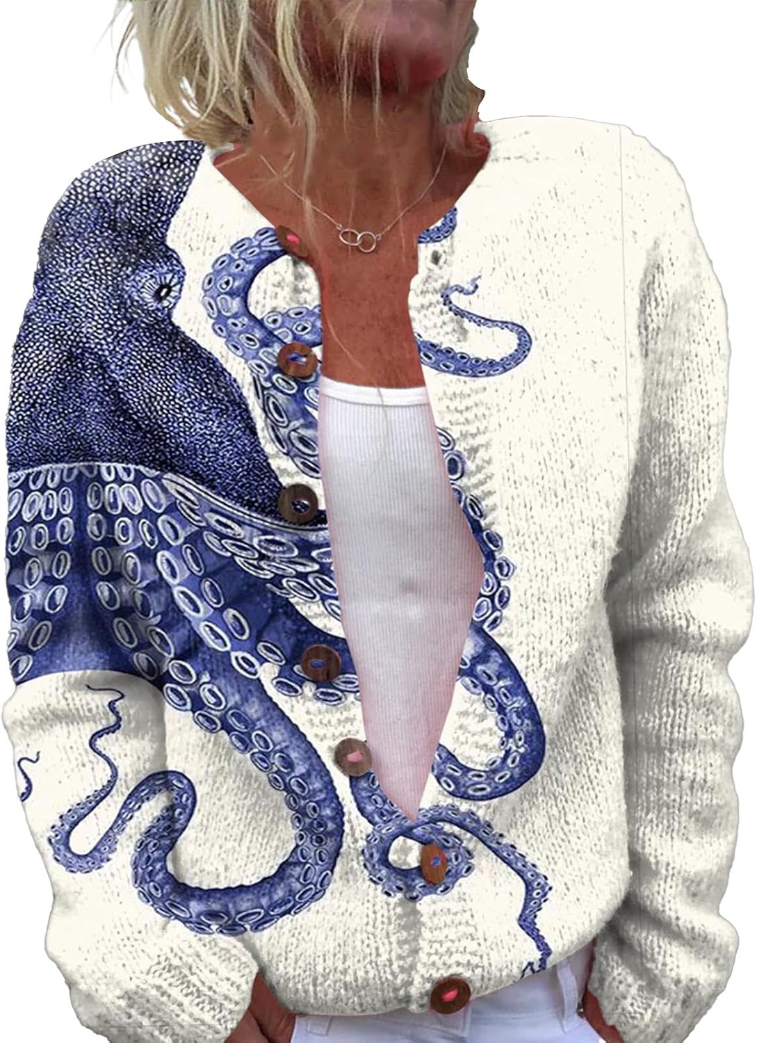 Delphine™ | Bold Octopus Print Cardigan