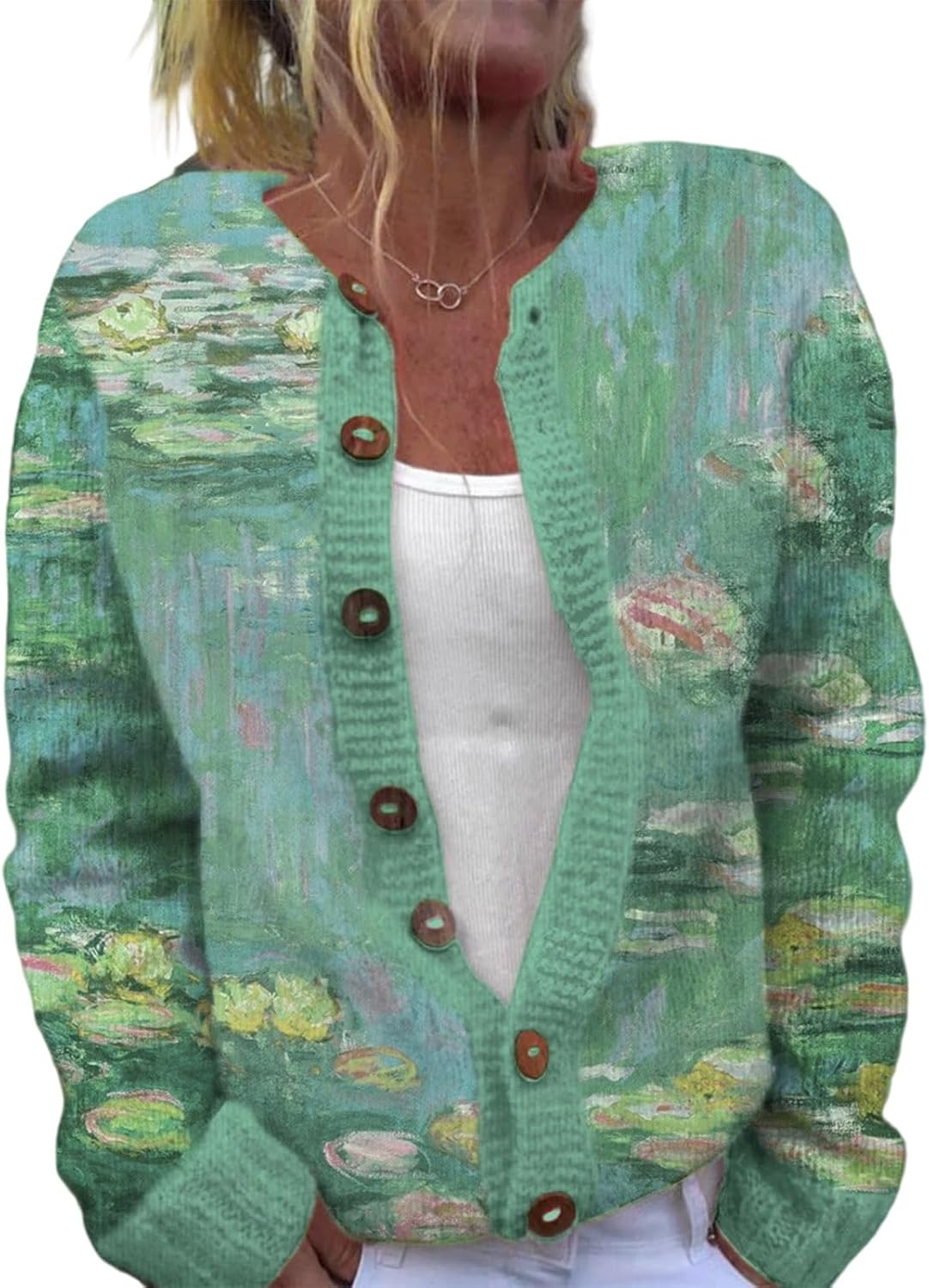 Celestine™ | Monet Water Lily Print Cardigan