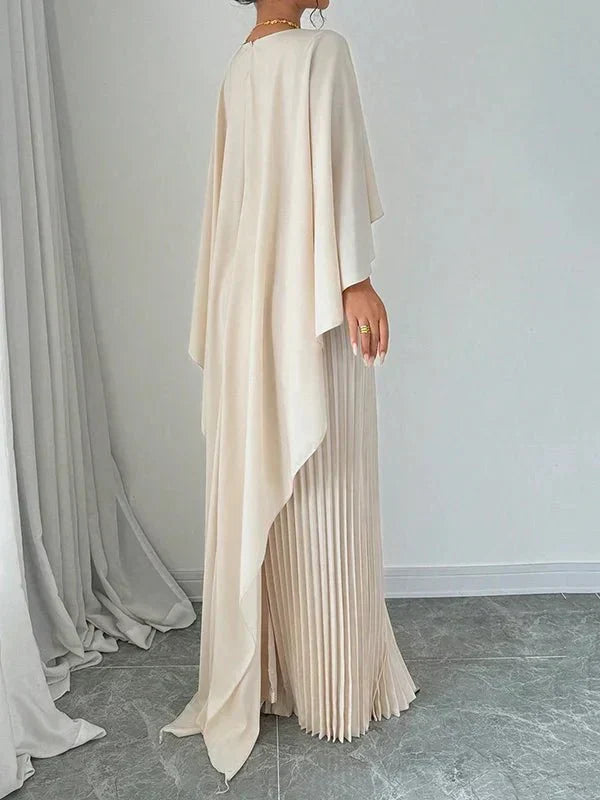 Narcissa™ | Elegant Pleated Cape Maxi Dress