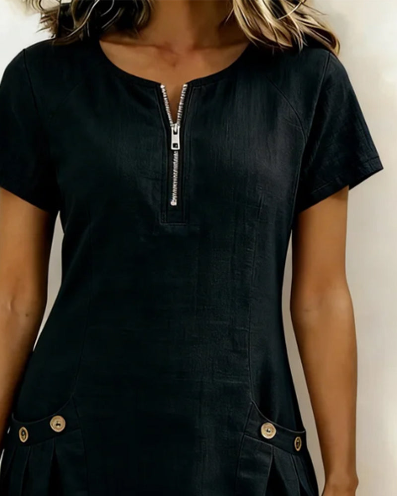 Cataline™ | Casual Zipper Dress with Pockets