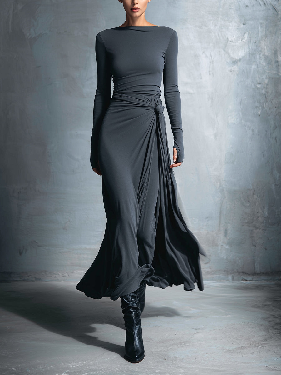 Mildred | Side-Knot Jersey Maxi Dress