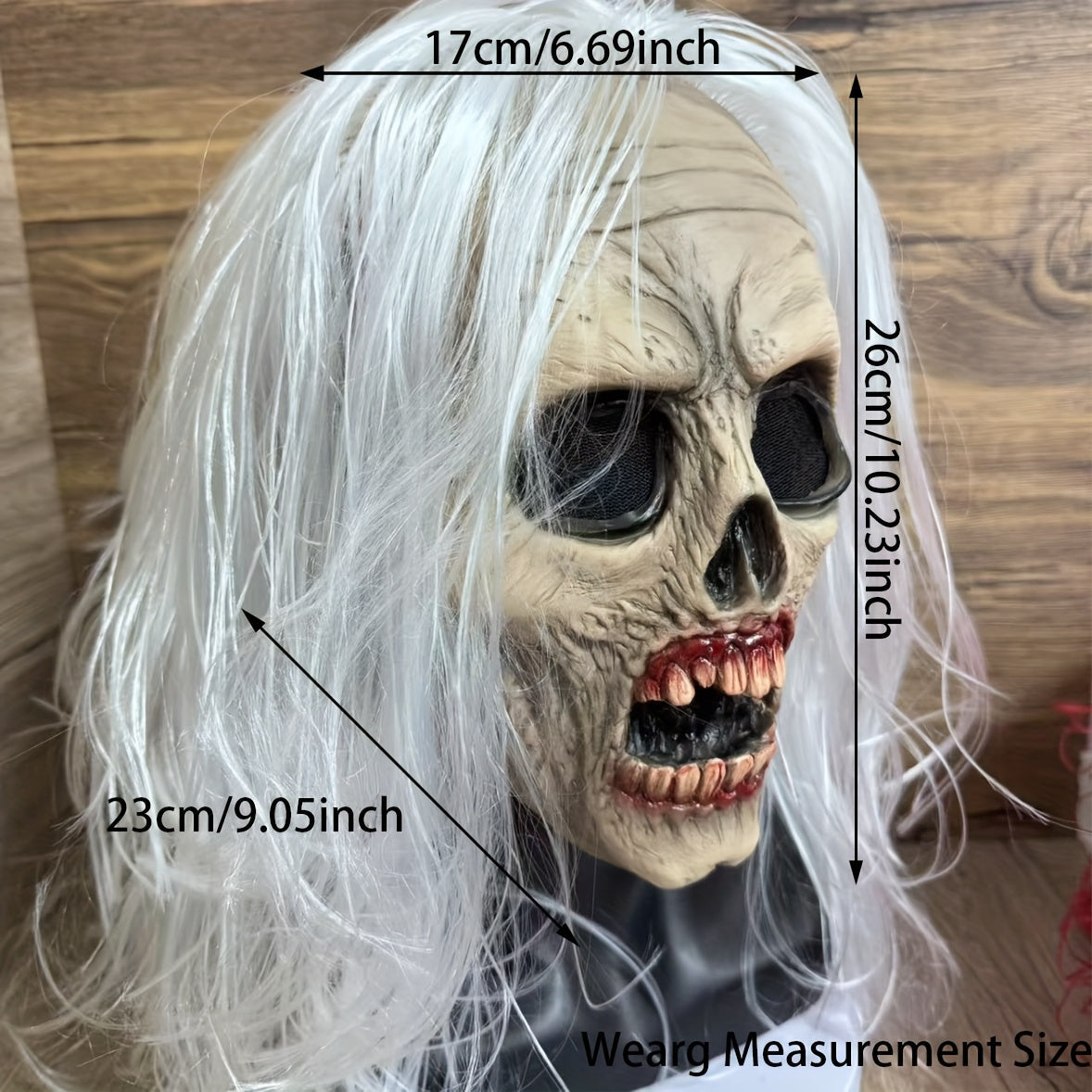 Women's Halloween White-Haired Skull Mask