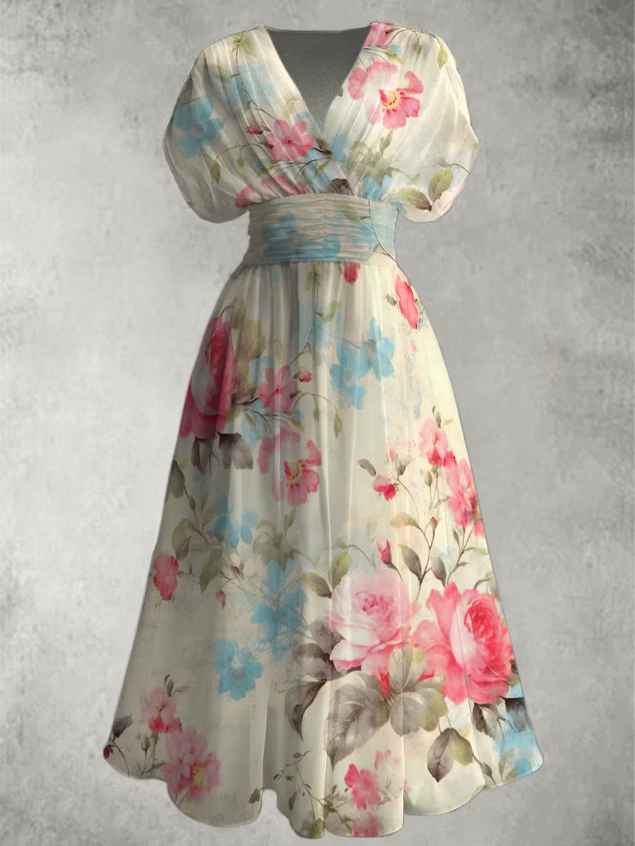 Eleanora™ | Floral Wrap Midi Dress