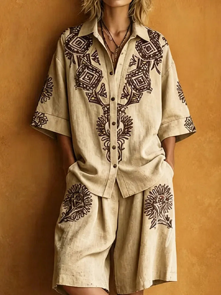 Saskia™ | Ethnic-Art Top & Trouser Set