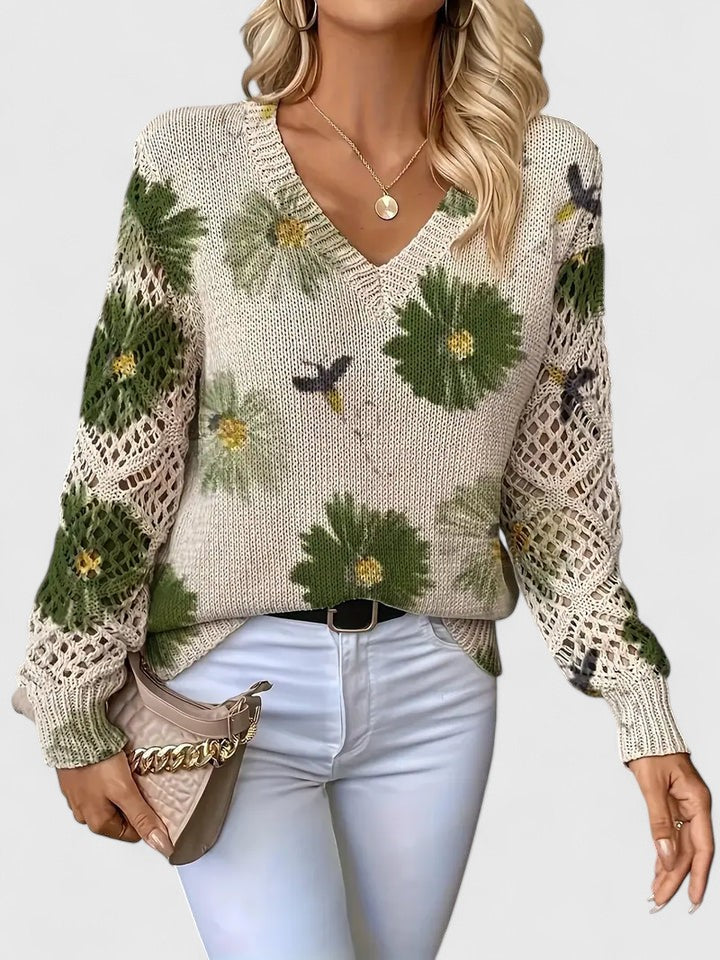 Camille™ | Floral Knit Pullover Sweater