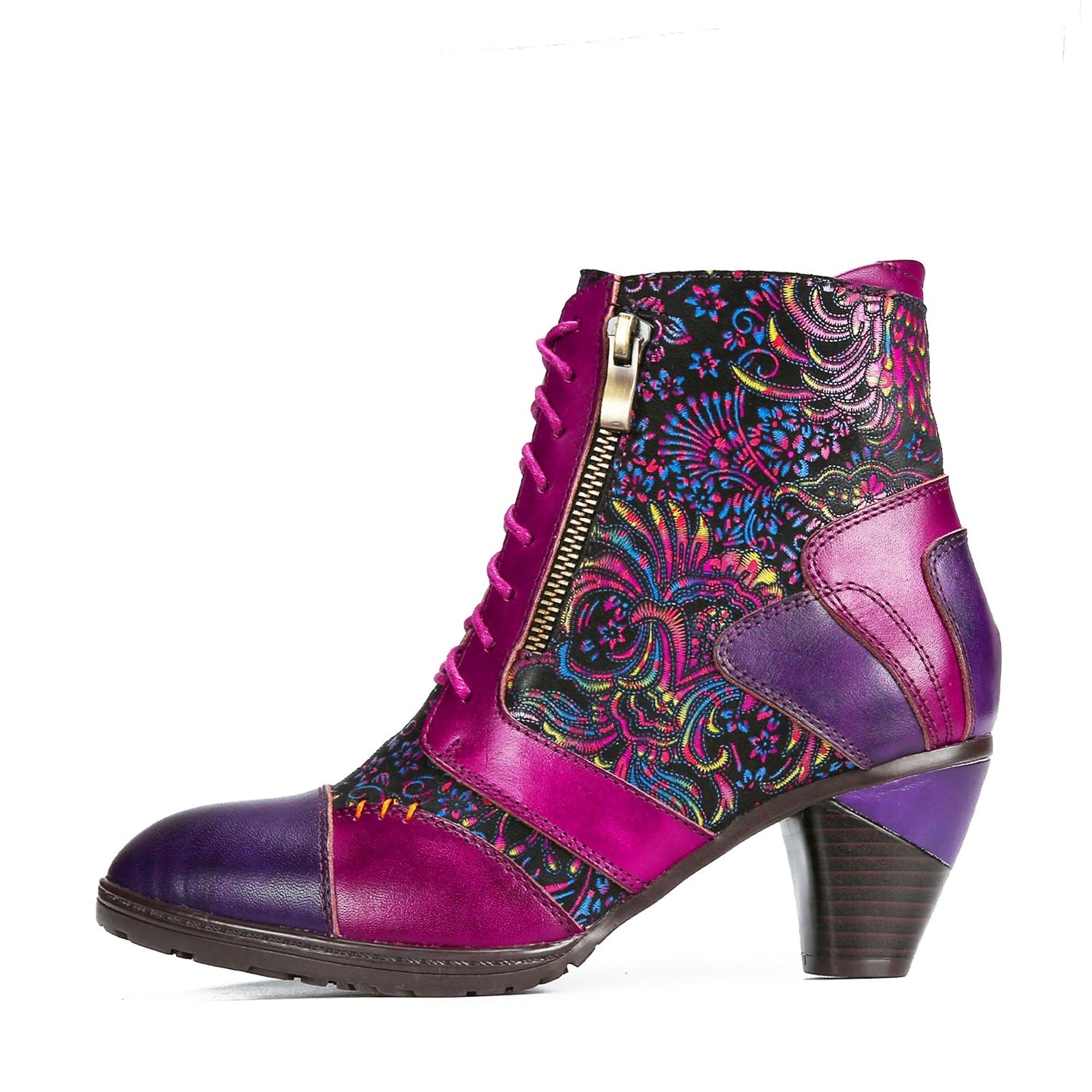 Evanthelle™ | Handcrafted Patchwork Ankle Boots