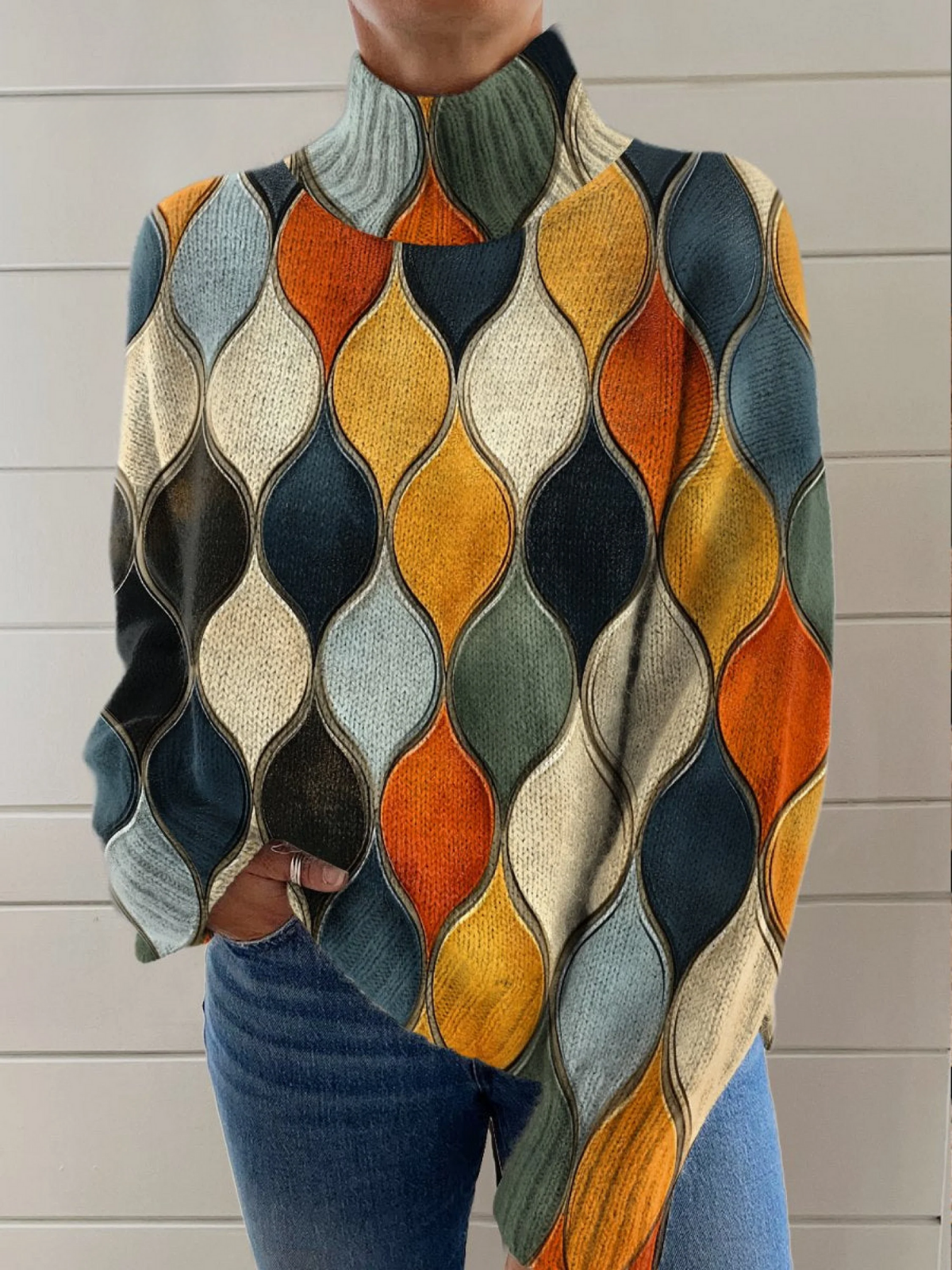 Josephine™ | Abstract Pattern Turtleneck