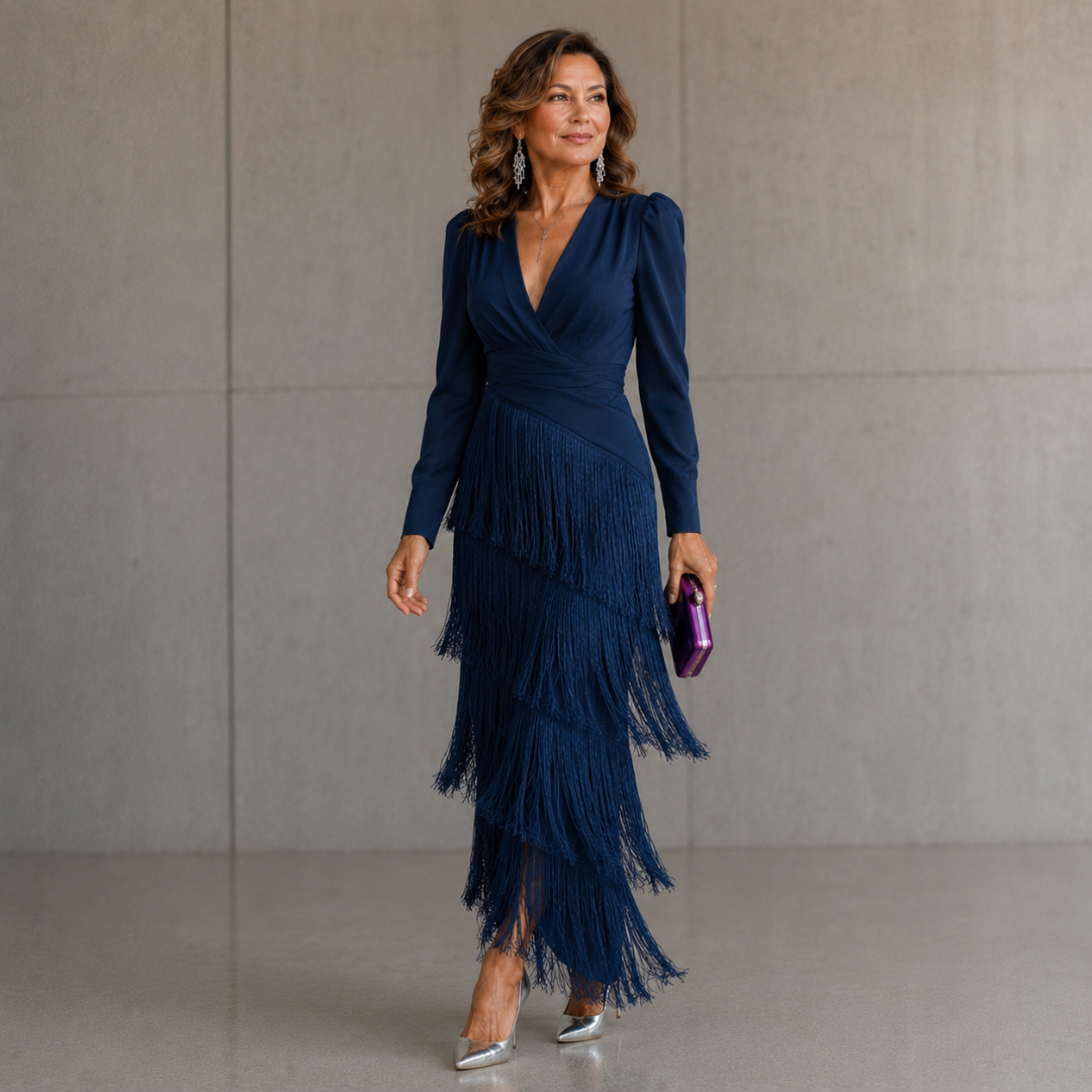 Isabeau™ | Tiered Fringe Maxi Dress