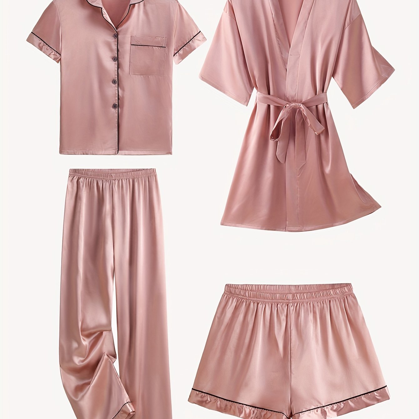 Lavonne™ | 4-Piece Pajama & Mid-Sleeve Robe Set
