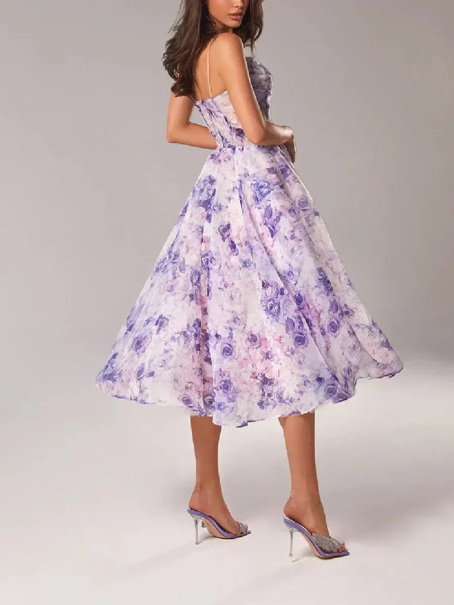 Simone™ | Floral Print Strapless Midi Dress