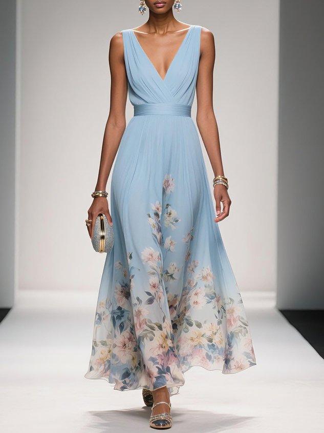 Vivienne™ | Floral V-Neck Maxi Dress