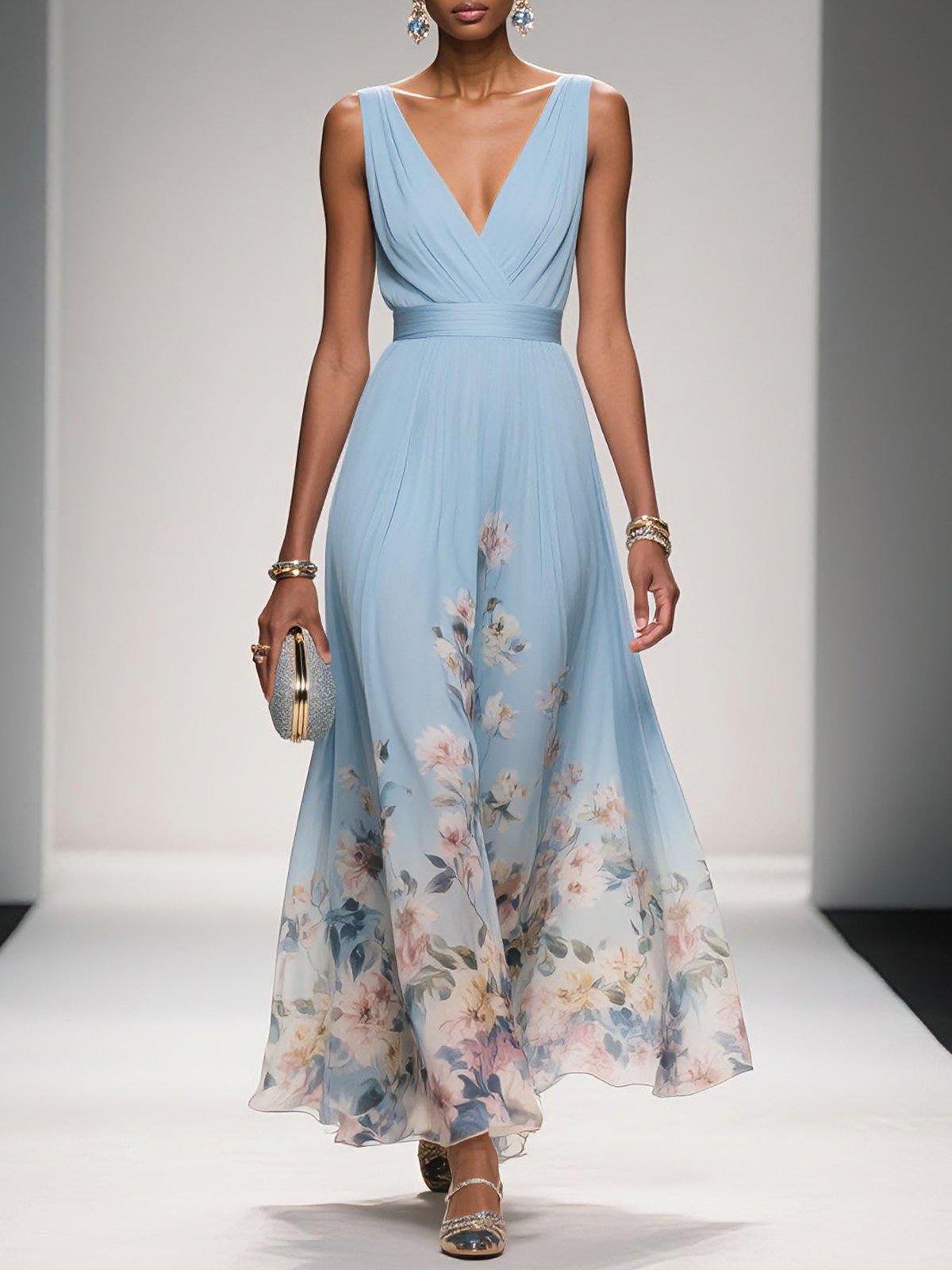 Vivienne™ | Floral V-Neck Maxi Dress