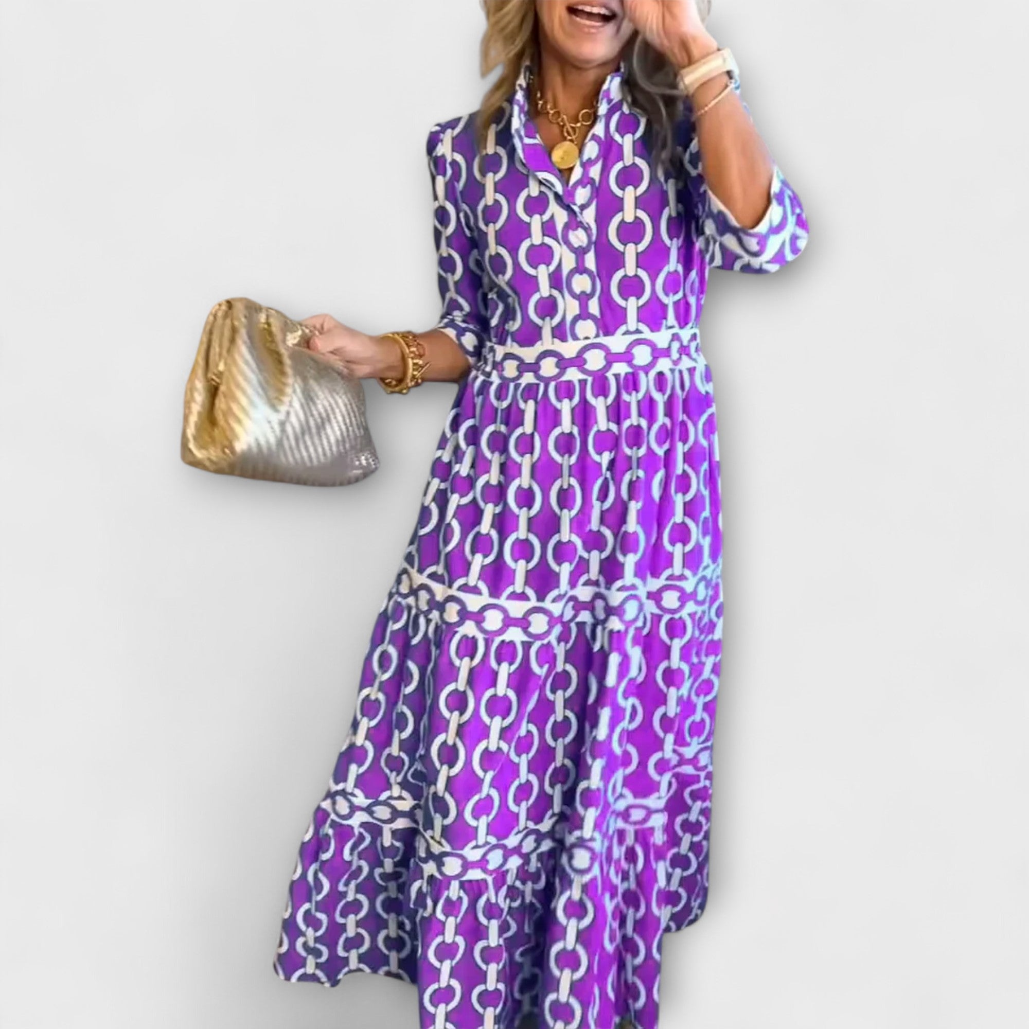 Gwendolyn™ | Midi Dress with Chain Print