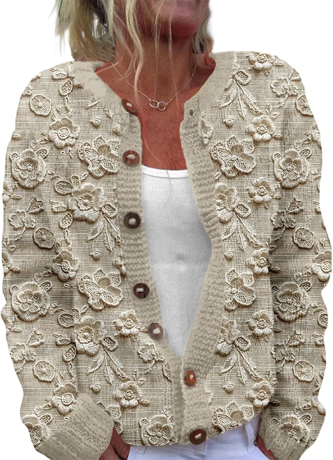 Vivette™ | Lace Floral Appliqué Cardigan
