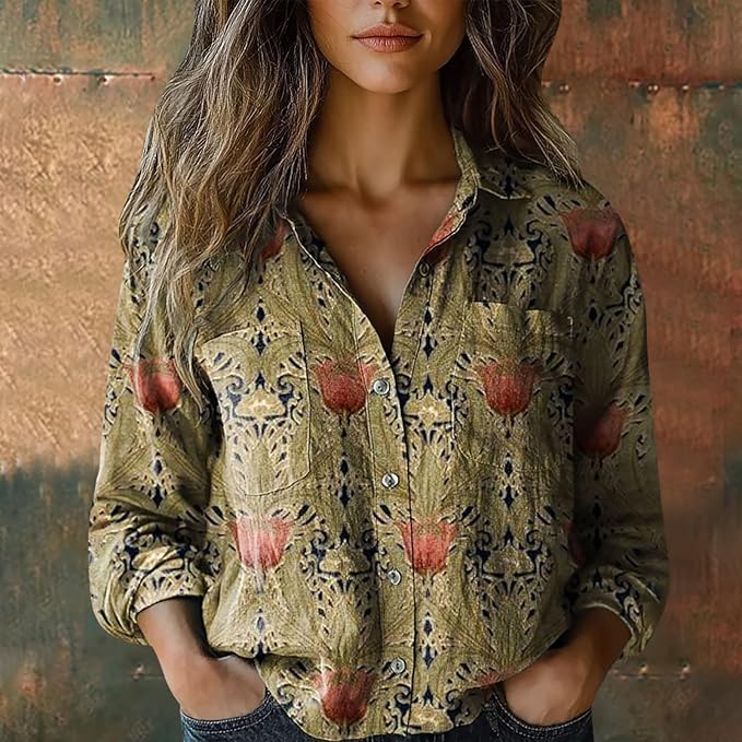 Paloma™ | Heritage Tulip Relaxed Button-Down Blouse