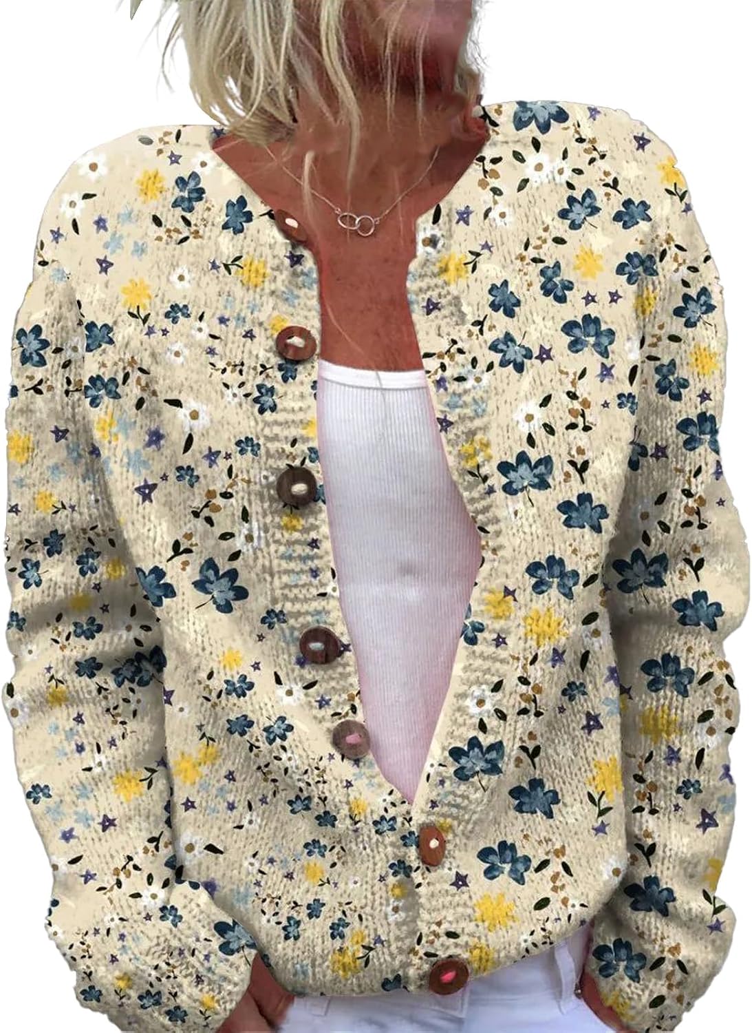 Beatrix™ | Ditsy Floral Button-Front Cardigan