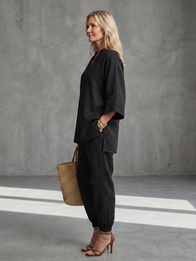Oriana™ | V Neck Tunic & Gathered Trouser Set