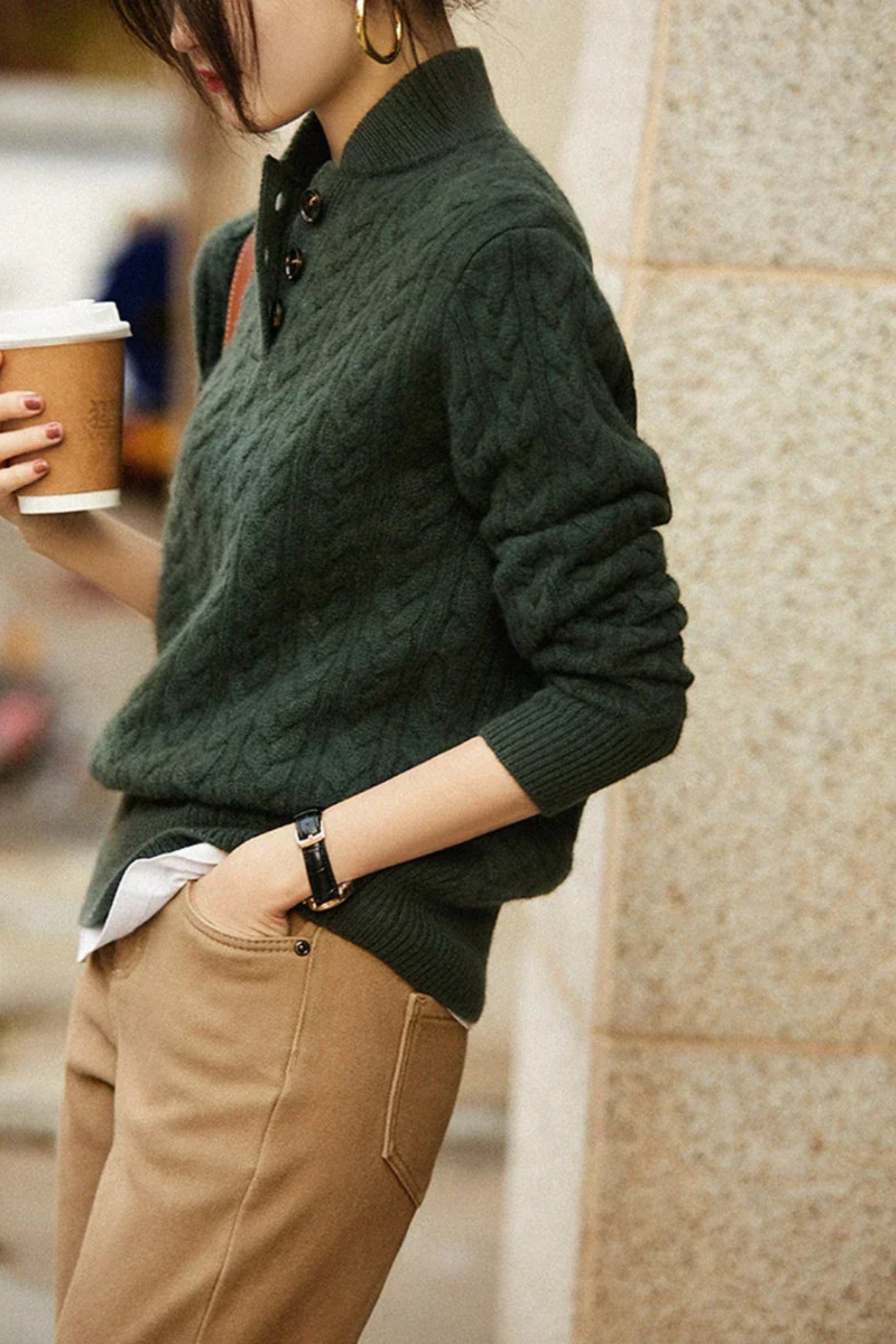 Women's Textured Cable Knit Sweater
