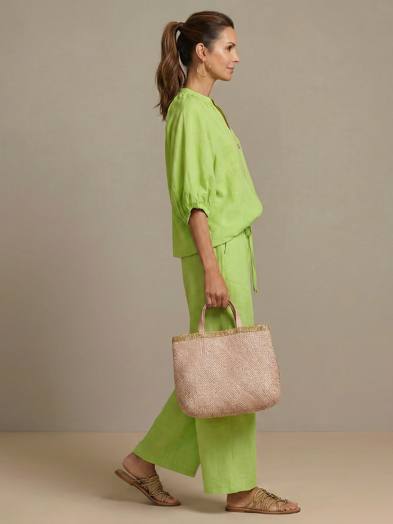Noelle™ | Zip Front Blouson Top Wide Leg Set