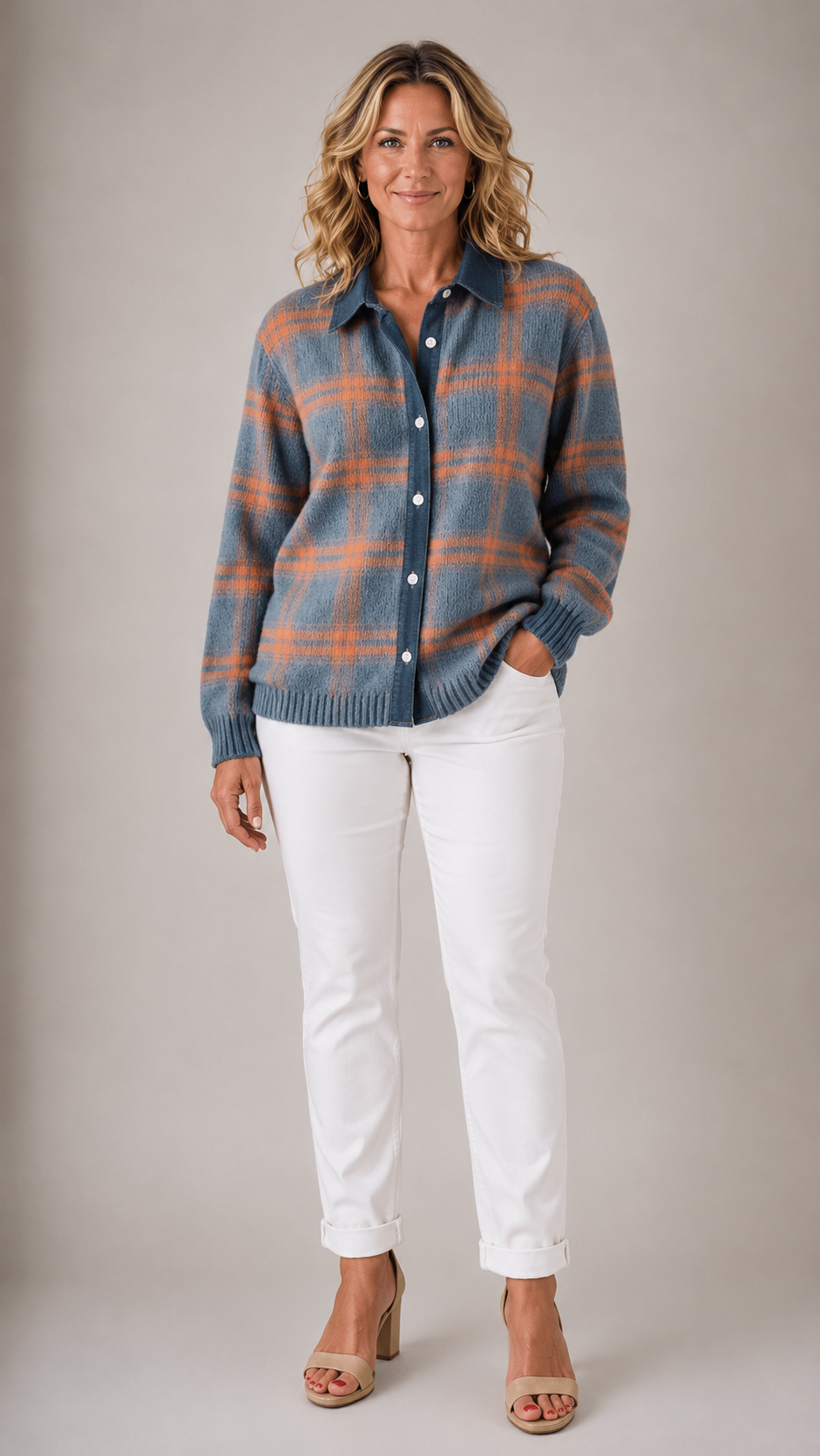 Rosaclaire™ | Plaid Button-Up Cardigan