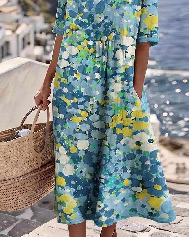 Floralie™ | Elegant Floral Summer Midi Dress