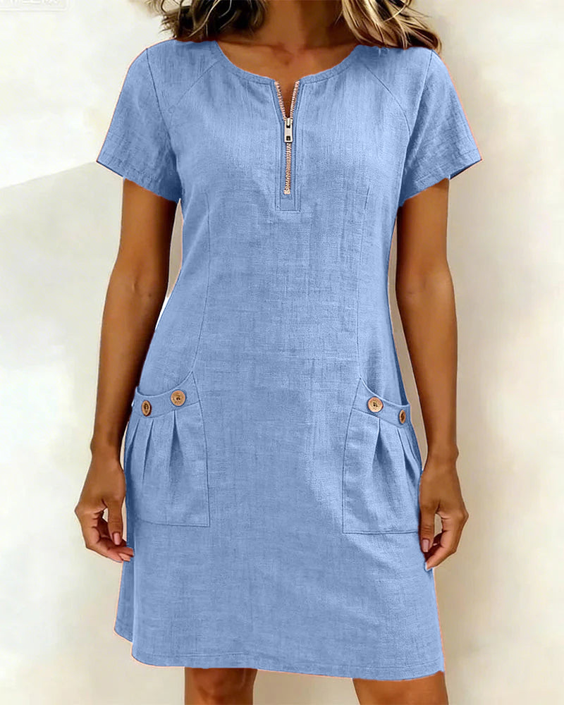 Cataline™ | Casual Zipper Dress with Pockets