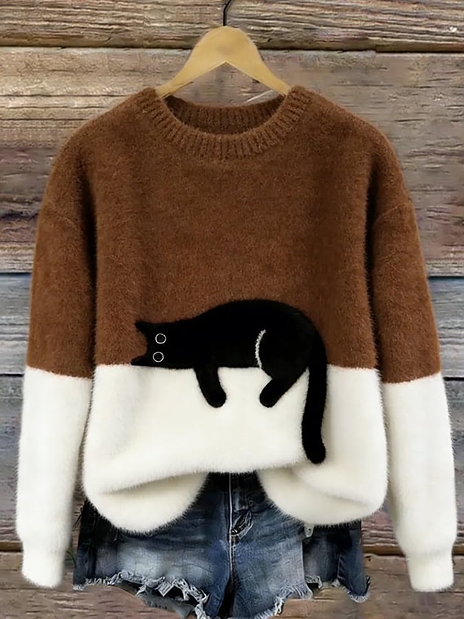 Darcie™ | Cat Print Oversized Sweater