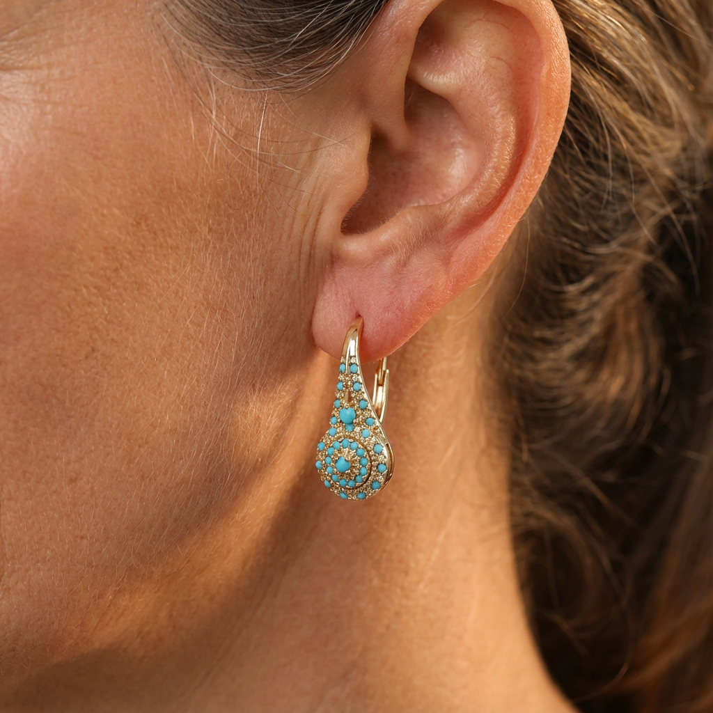 Bettina™ | Turquoise Mosaic Teardrop Gold Earrings