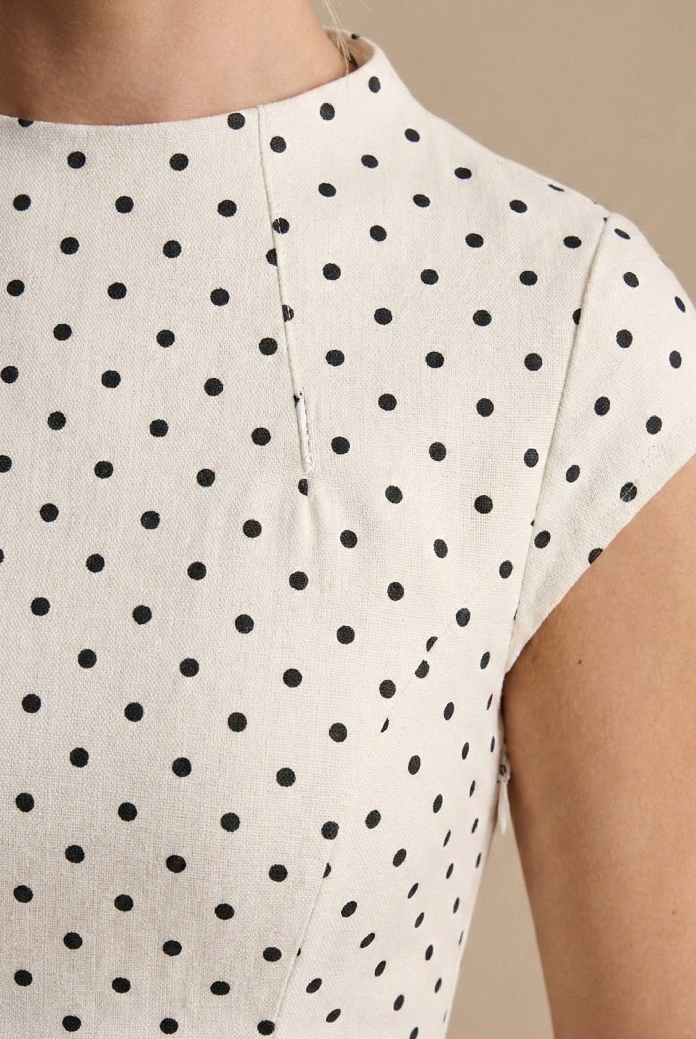Dorienne™ | Polka Dot Maxi Dress - High Neck Cap Sleeve - Full Skirt