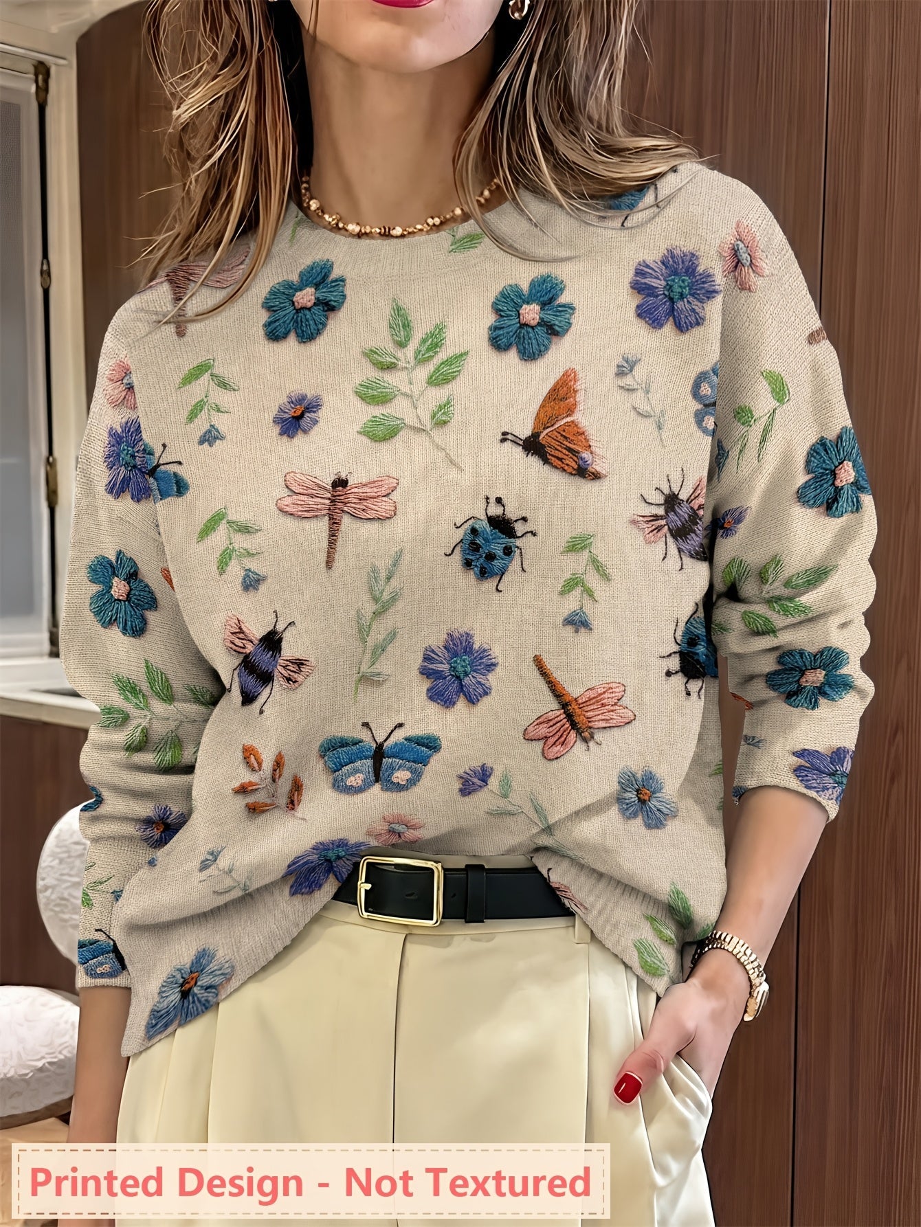 Esmé™ | Botanical Print Crewneck Sweater