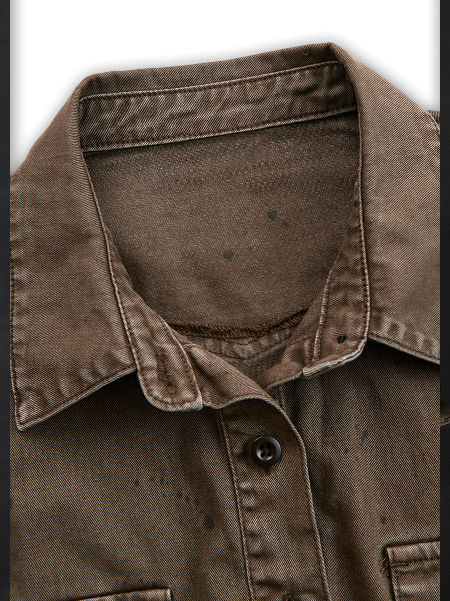 Lucinda™ | Vintage Washed Taupe Western Slim Fit Button-Down Shirt
