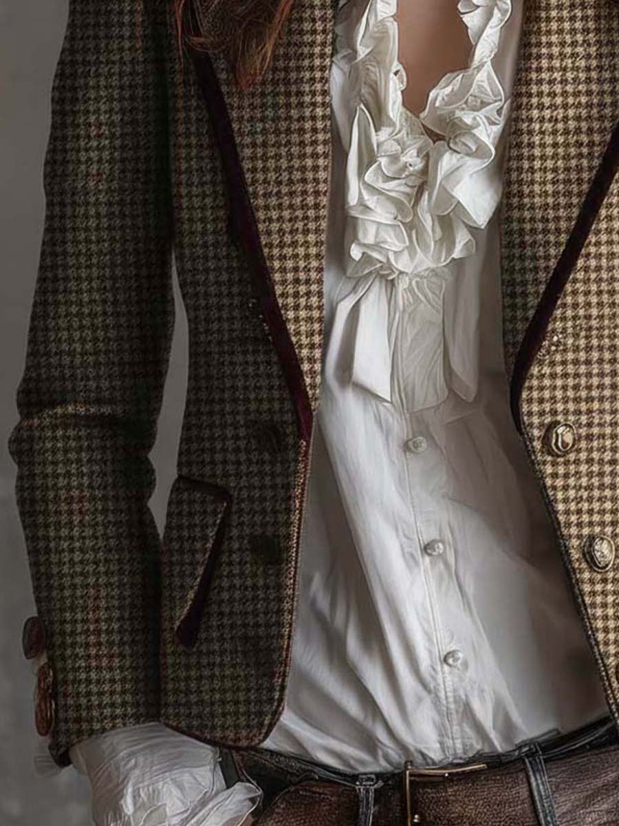 Delvaine™ | Vintage Houndstooth Tailored Blazer