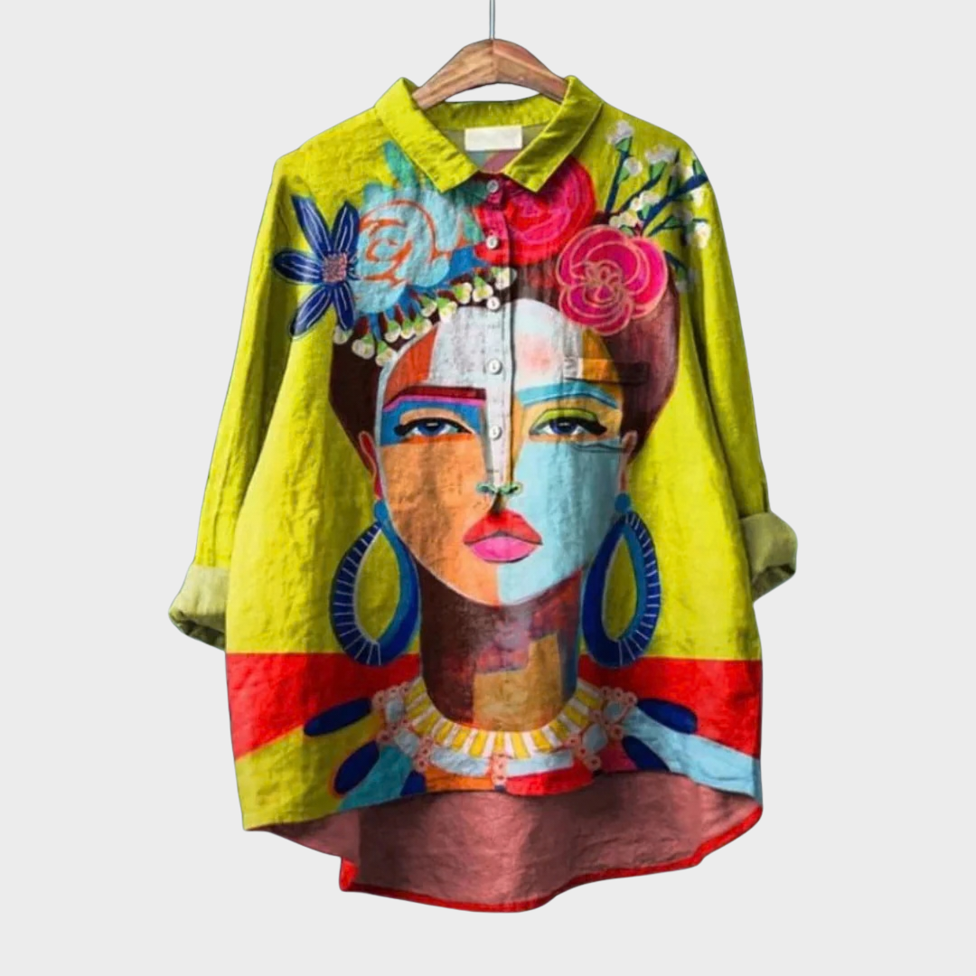 Ondelle™ | Artistic Portrait Button-Up Blouse