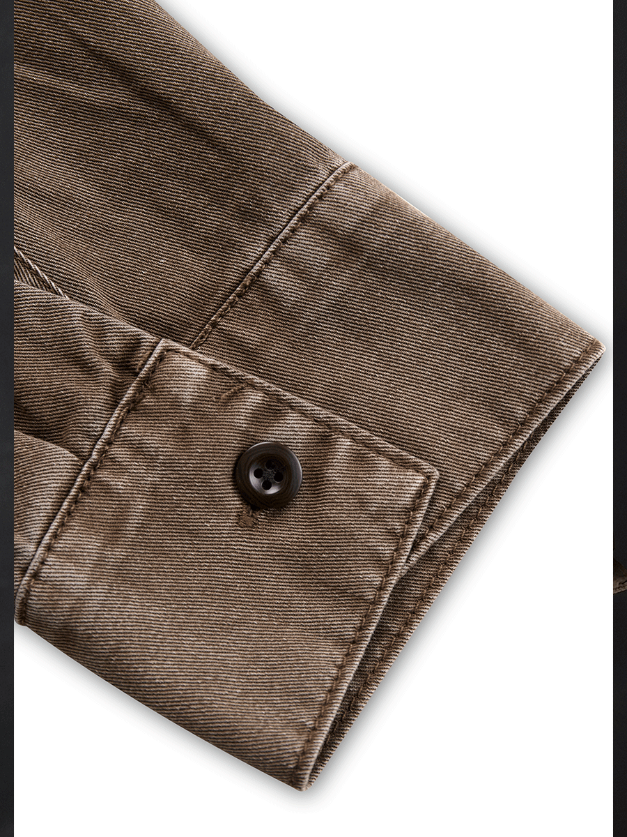 Lucinda™ | Vintage Washed Taupe Western Slim Fit Button-Down Shirt