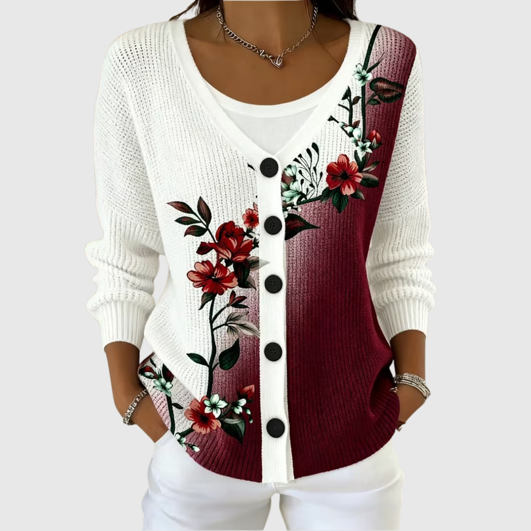 Leontina™ | Floral Button-Front Cardigan