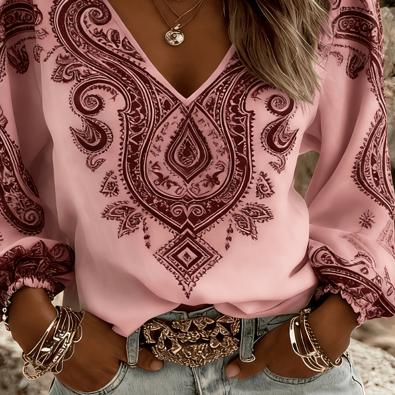 Wenona™ | Bohemian Lantern-Sleeve Blouse