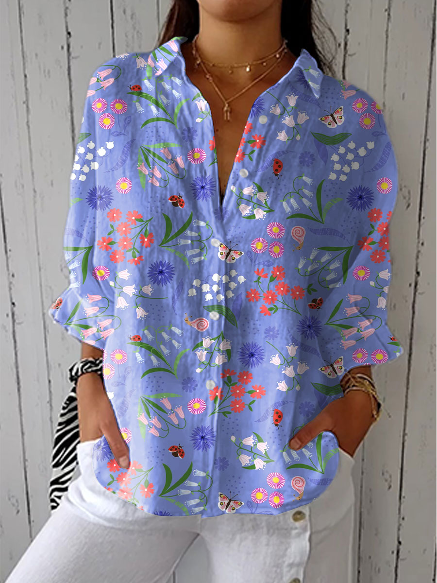 Rosemary™ | Floral Print Button-Up Blouse