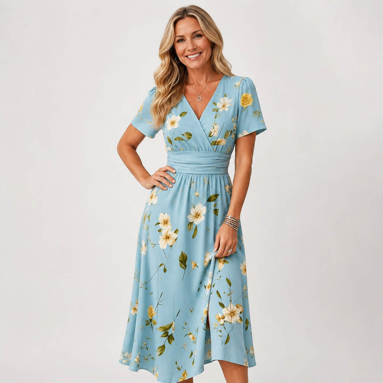 Dana™ | Floral V-Neck Midi Dress