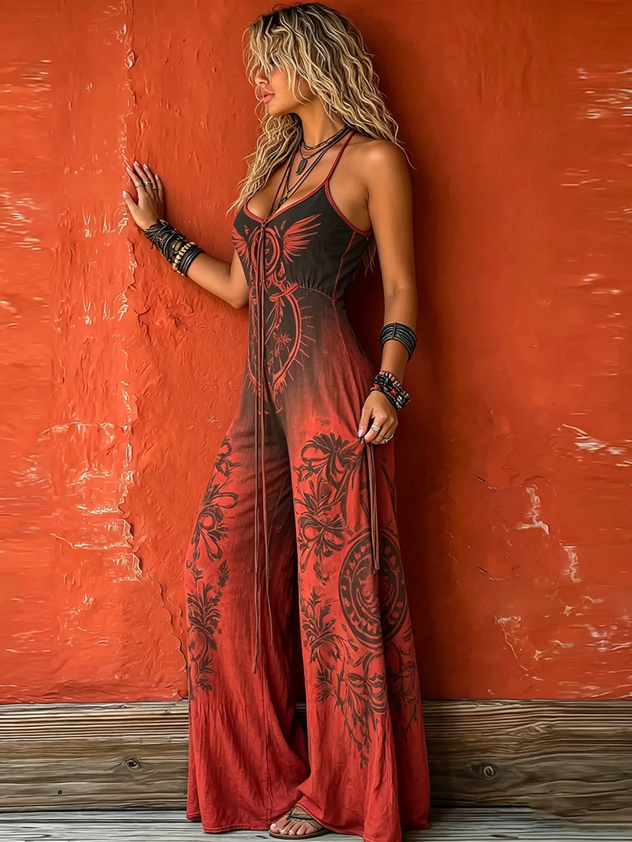 Giselle™ | Bohemian Strappy Wide-Leg Jumpsuit