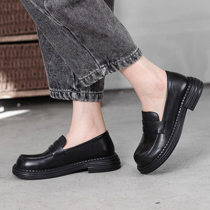 Women's Leather Round-Toe Loafers
