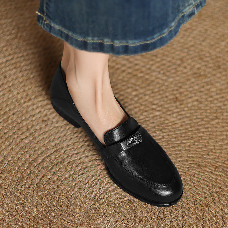 Women's Lock Accent Leather Loafers