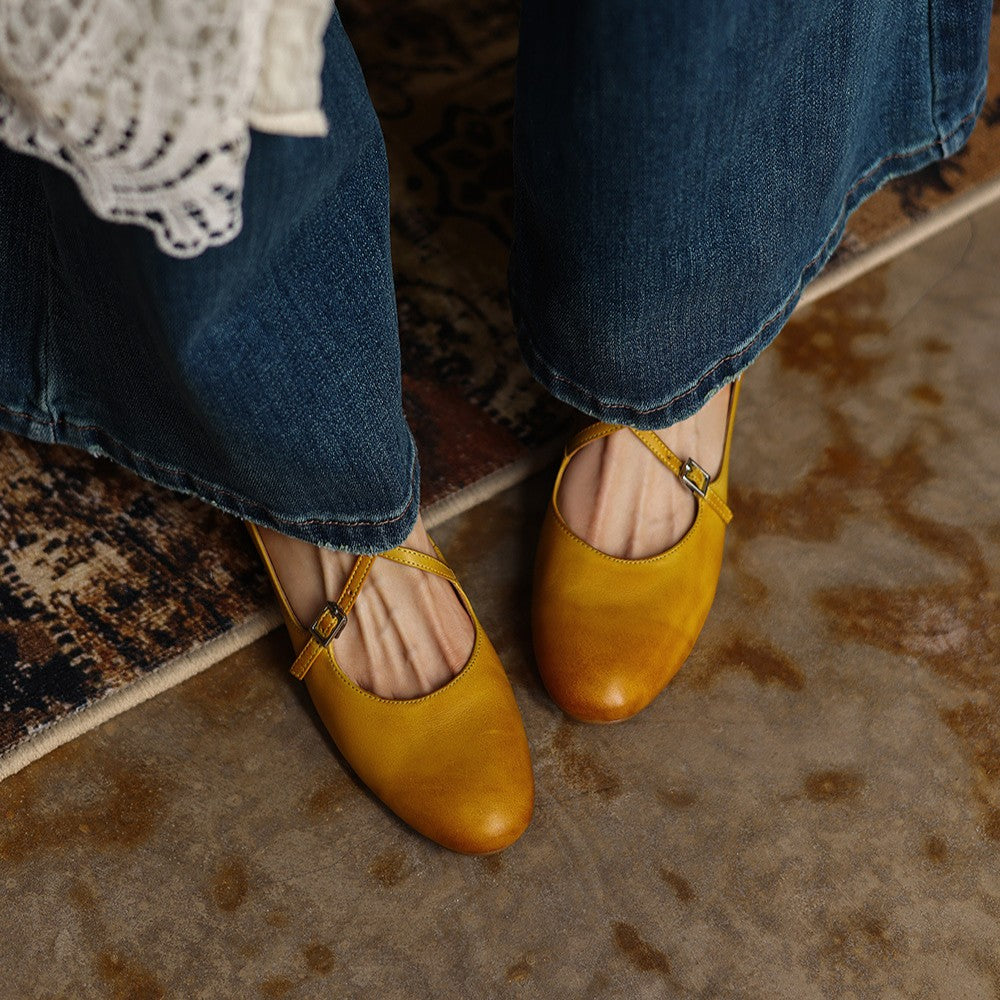 Women's Mary-Jane Leather Flats