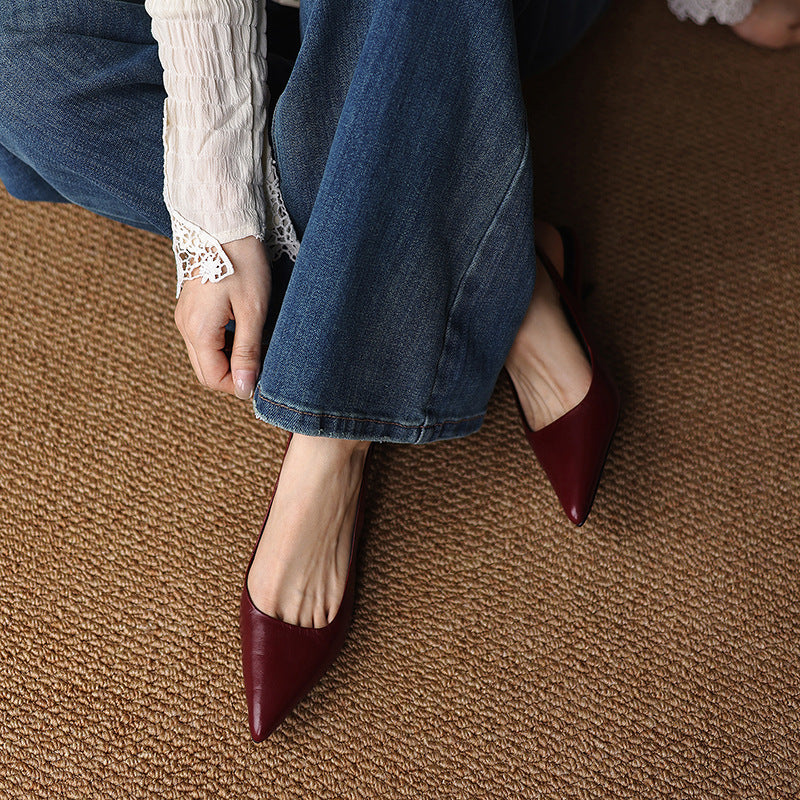 Women's Lambskin Leather Slingback Heels
