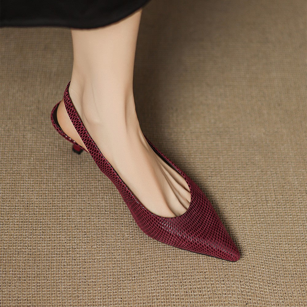 Women's Pointed Leather Slingback Heels