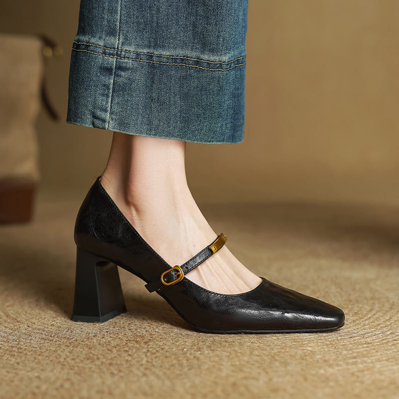 Women's Leather Strap Pumps