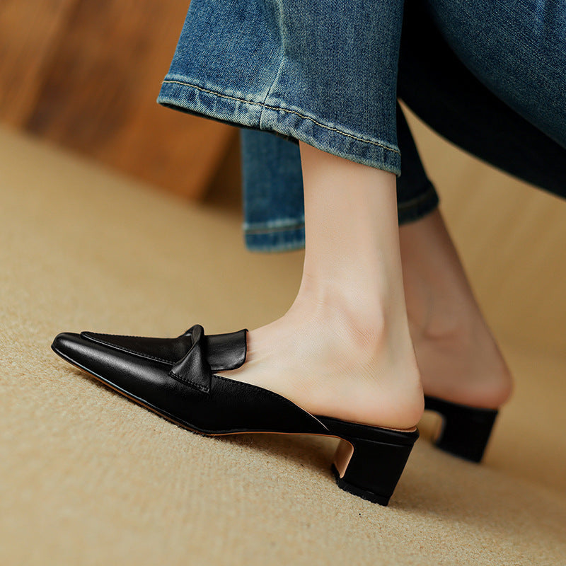 Women's Pointed Leather Mules