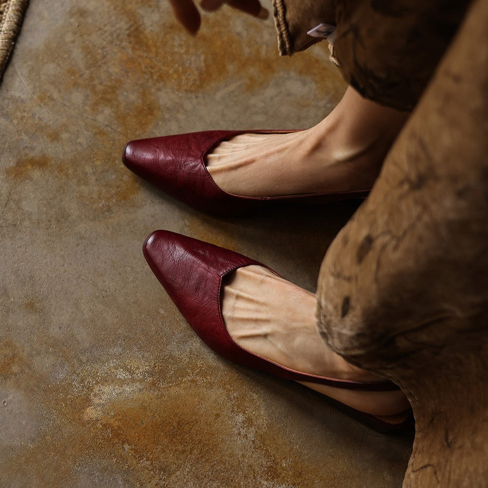 Women's Slingback Leather Heels
