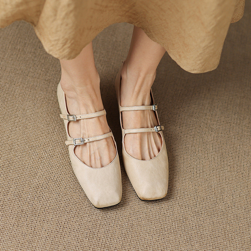 Women's Dual Strap Leather Mary-Janes