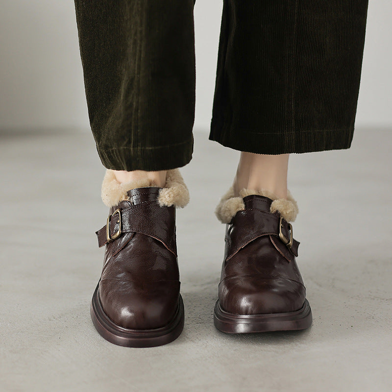 Women's Shearling Leather Oxford Heels